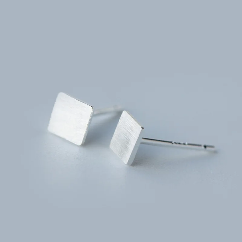 SRCOI простые крошечные квадратные серьги гвоздики из стерлингового серебра 925