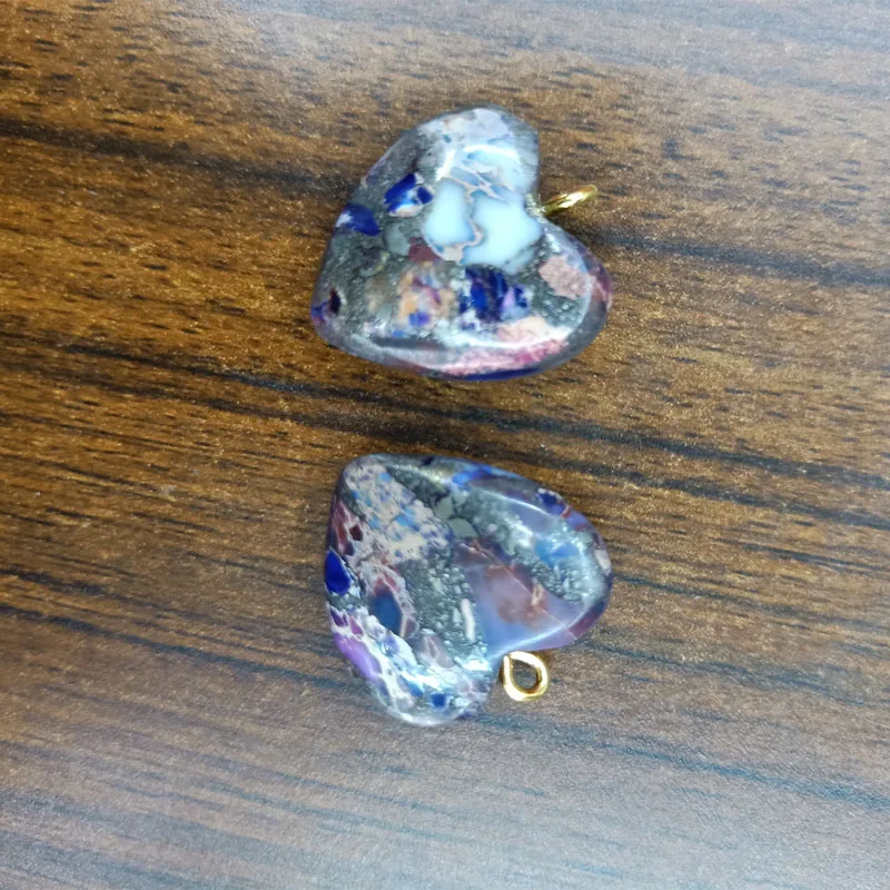 12 шт 20 мм Природный имперский Бисер для создания ожерелья и кулона в форме сердца