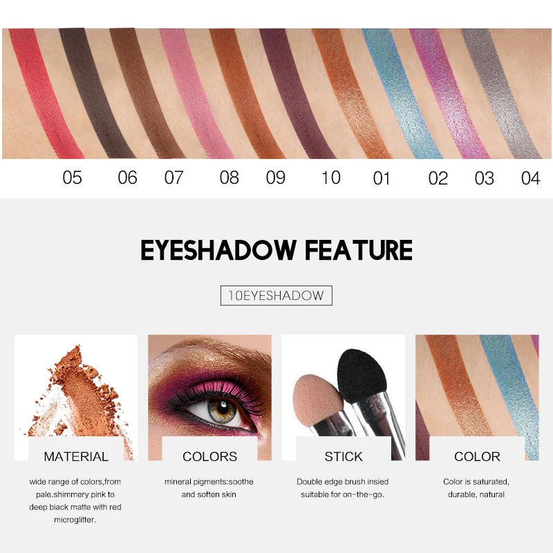 Single Color 10 Colors Eyeshadow Palette Makeup Cosmetic Waterproof Matte Glitter Pallete Make Up Eye Shadow |