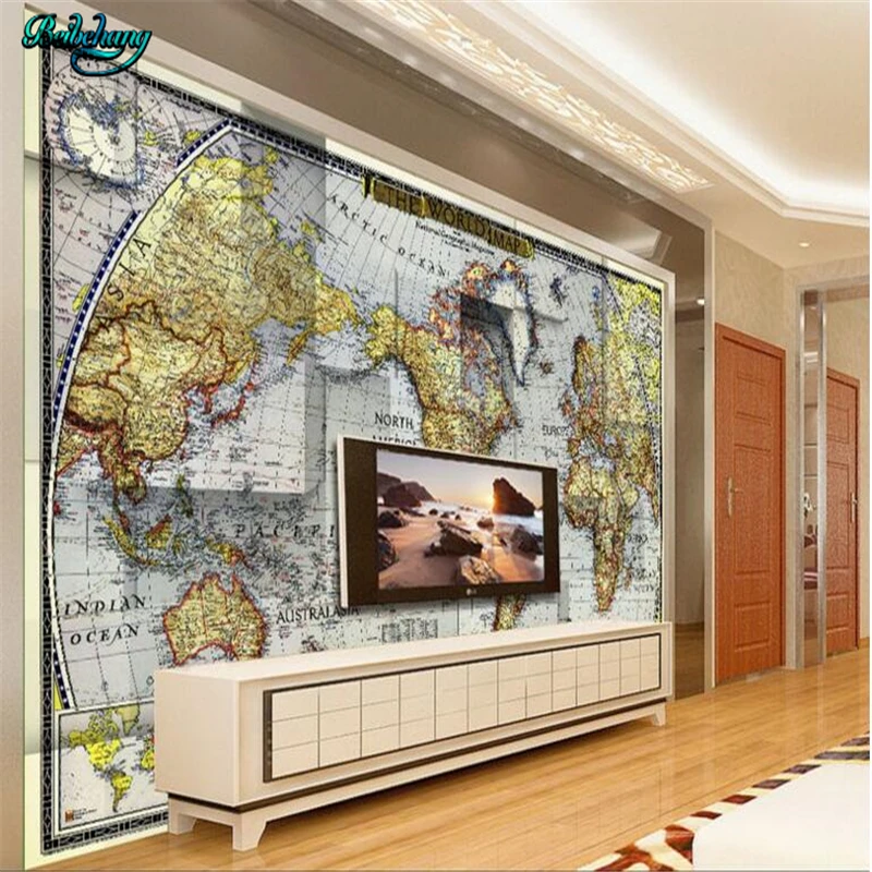 3D стерео фрески beibehang классическая Карта мира фон для телевизора настенные