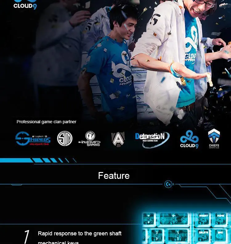 Logitech G710+ синяя Проводная игровая механическая клавиатура со светодиодной подсветкой Эргономичный программируемый Keybord