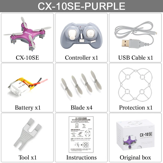 purple with box Cheerson CX-10SE мини карманные Дроны с дистанционным управлением Дрон радиуправляемый вертолет нано микро RTF Квадрокоптер детские игрушки Вертолет VS H36 S9 Дрон - Цвет: purple with box