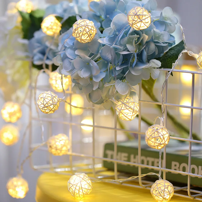 Navidad 2019 украшения для рождественской елки 1.5m10 Led 3 см ротанговый шар