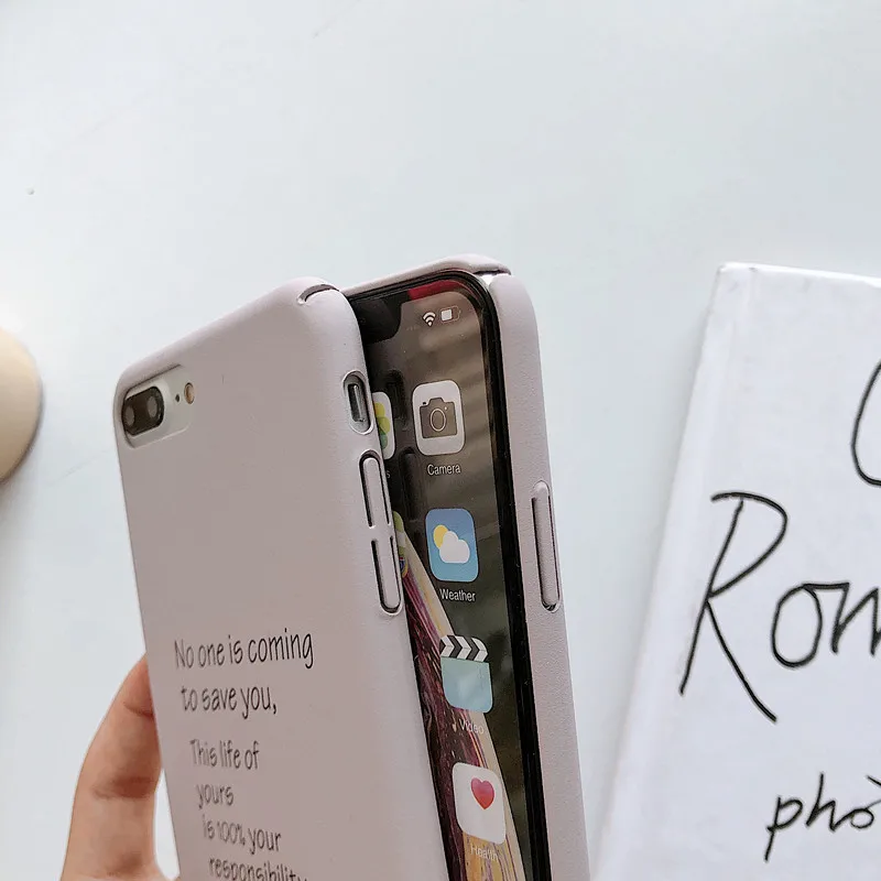 Бежевый простой английский противоударный чехол для iPhone 7 8 Plus жесткий матовый X XS