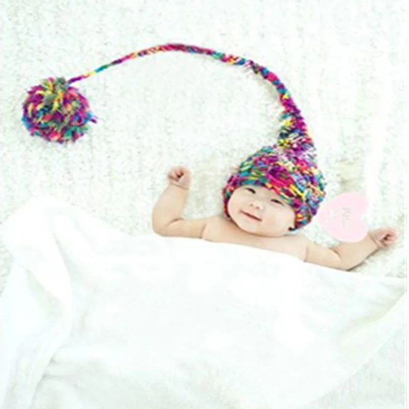Baby fotografie props new born pom hat newborn photography prop knit toddler beanie infant shooting baby photo accessories | Детская