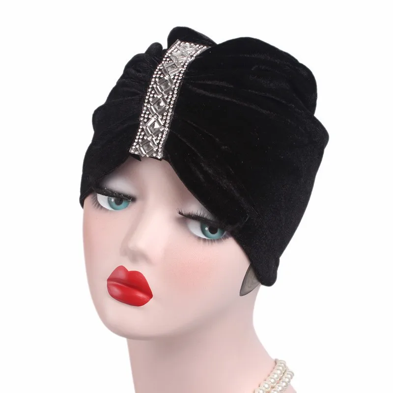 Женские шапки 2017 Новый стиль мягкая бархатная Кепка Химо тюрбан шапка Твердые