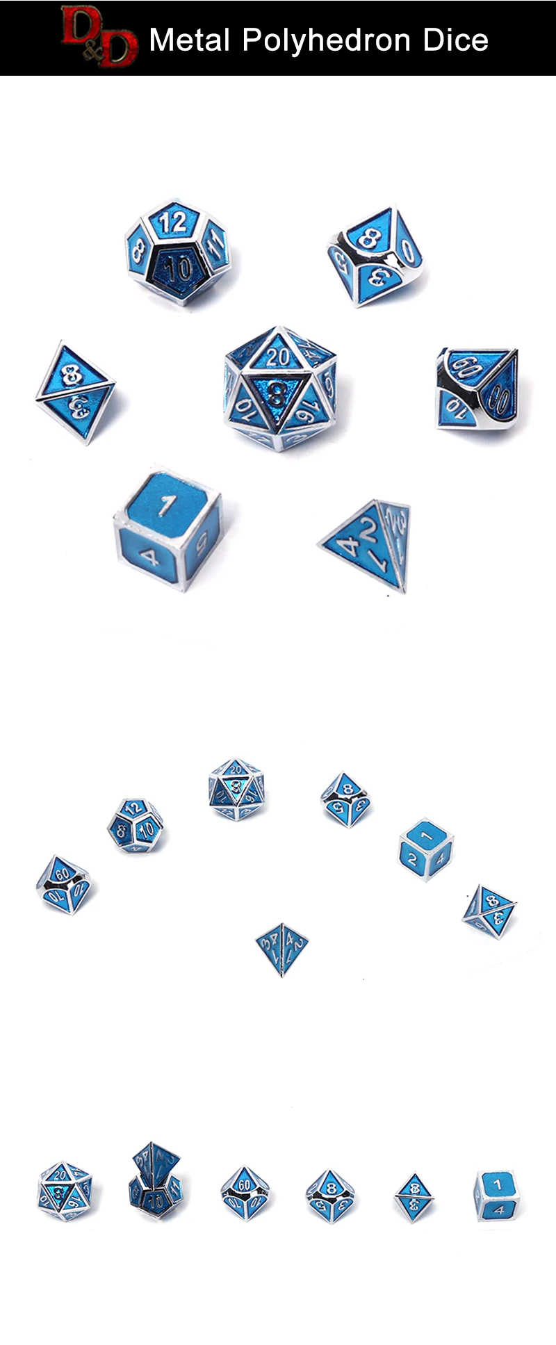 Chengshuo rpg кости Металлические dnd многогранные наборы dados Подземелья и Драконы алюминиевые Синие Кубики d20 10 12 6 настольные игры прозрачный