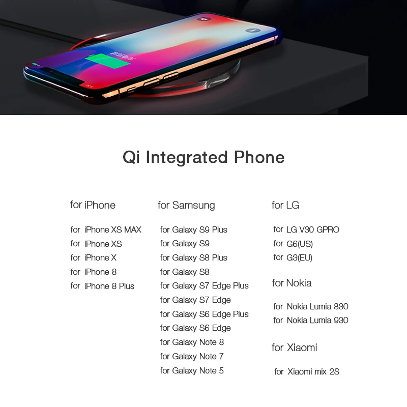 Беспроводное зарядное устройство TeoYall Qi для iPhone XS Max X XR 8 PLUS модная док-станция