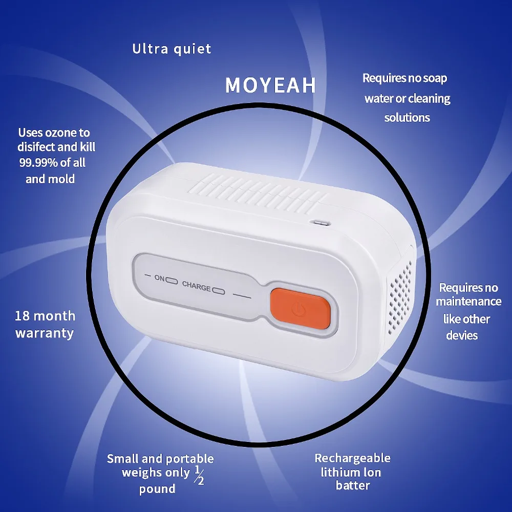 MOYEAH Mini CPAP очиститель дезинфицирующий вентилятор с 1 упаковкой Очищающая салфетка