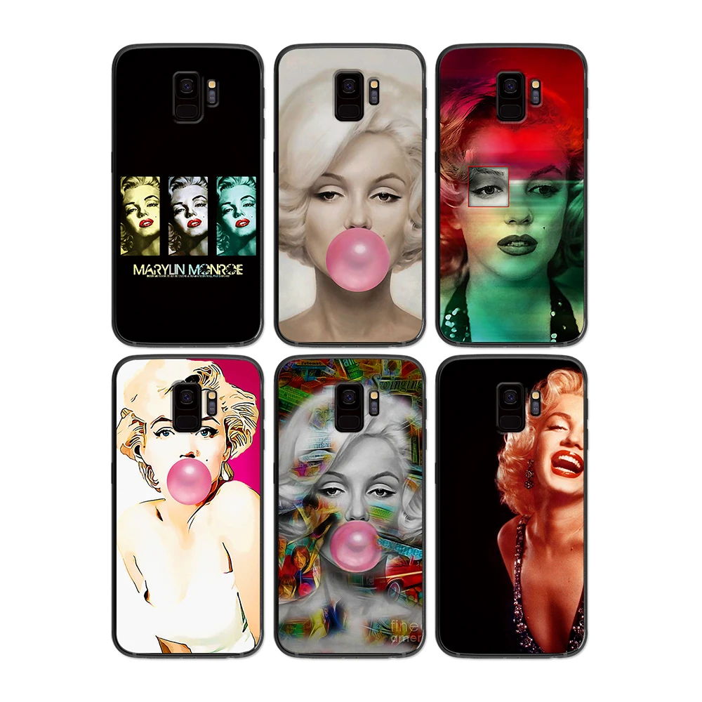 Мягкий чехол для Samsung Galaxy S6 S7 S8 S9 S10e Plus Note 8 9 с черно-белыми пузырьками Мэрилин