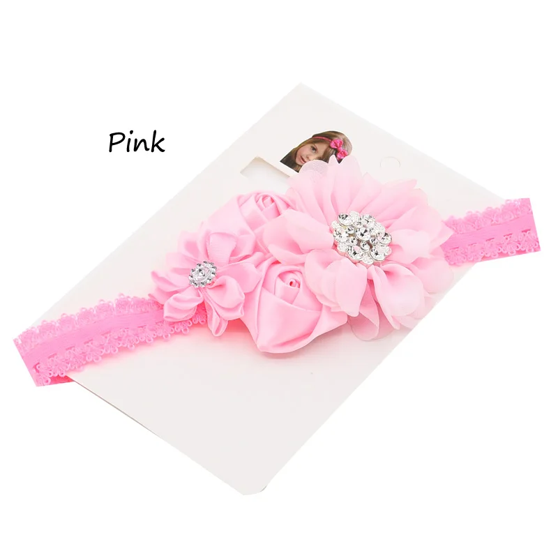 Pink 1 шт. цветочный ободок для волос банты, повязки на голову для крещения повязка на голову подарки украшение на голову; аксессуары для волос - Цвет: Pink