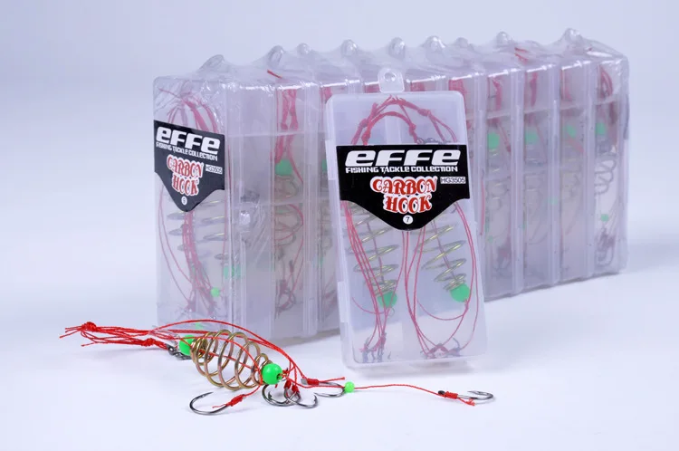 Крючки 2 шт. коробка пакет взрыв углерода Сталь Рыбалка молния карабинов 7 #-13 #