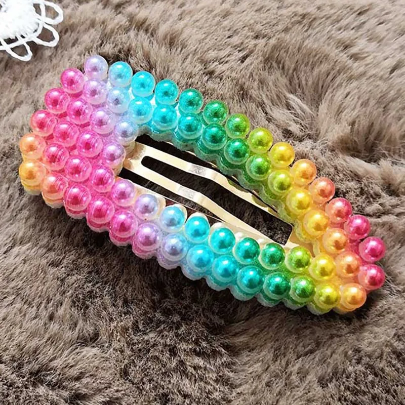 

1pcs Girl Metal Hairpins Imitation Pearl Colorful Beads Hair Clips Hair Styling Accessories