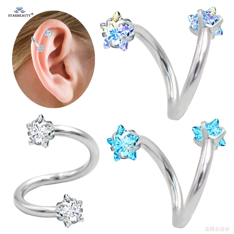 

Starose 1pc S Bijoux Star Tragus Piercing Helix Piercing Oreja Cartilage Earrings Stainless Steel Labret Ear Piercing Oreja