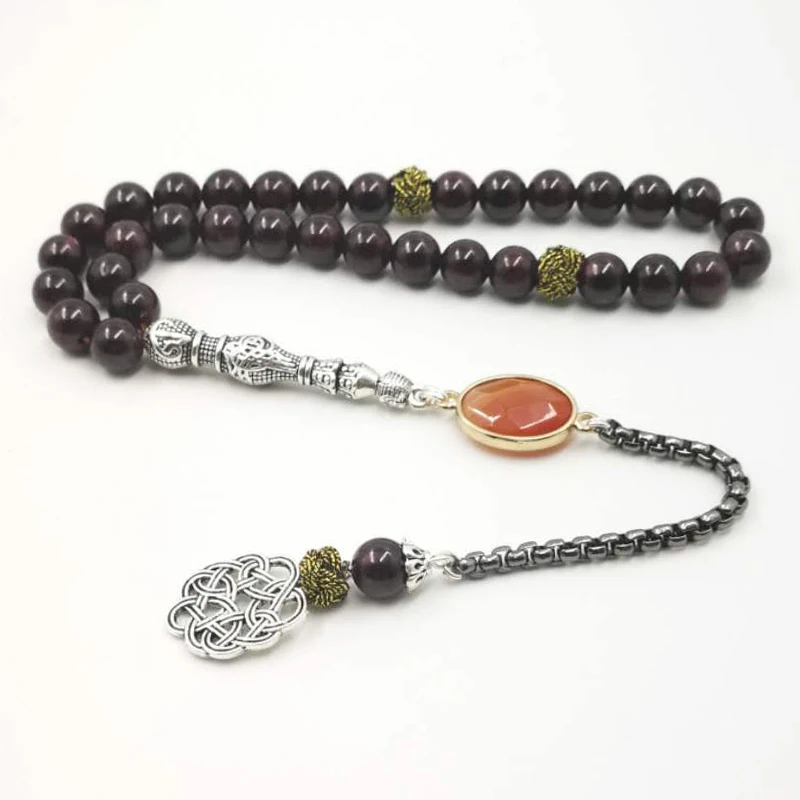 Натуральный гранат Tasbih с красным агатом браслеты из камня аксессуары таранбоны