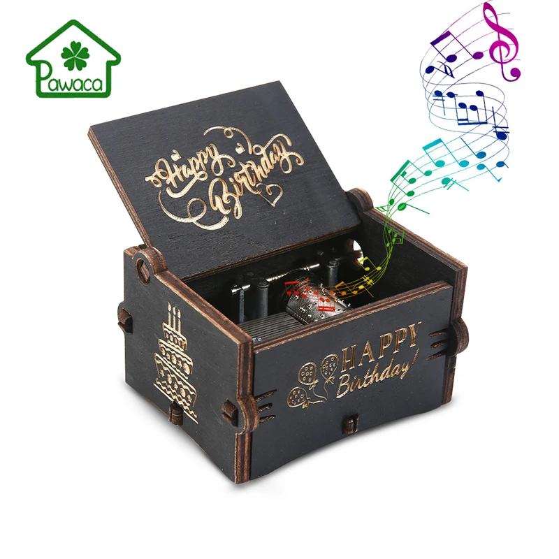 Деревянная Ручная музыкальная шкатулка для празднования дня рождения Детские
