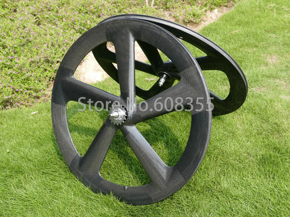 3k UD углеродный матовый глянцевый Трековый велосипед с пятью спицами 65m - 5 | Спорт и