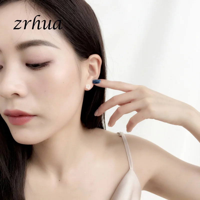 ZRHUA/, клевые серьги из стерлингового серебра 925 пробы для девочек, милые животные, цветок, сверкающие aretes, рождественские подарки для женщин, влюбленных