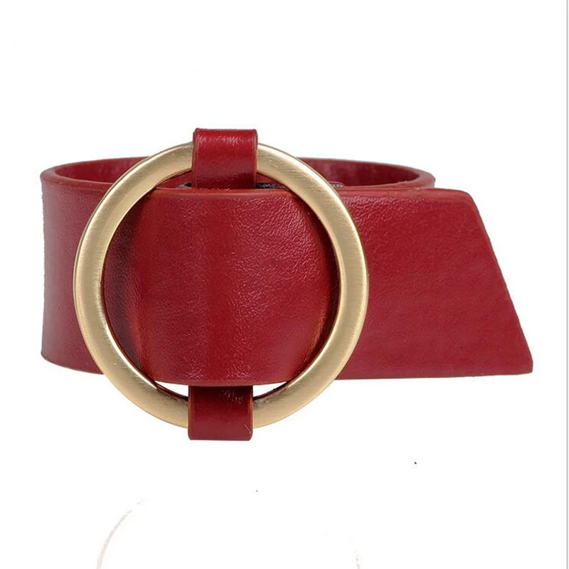 Простой широкий браслет из натуральной кожи в Корейском стиле с застежкой сплава