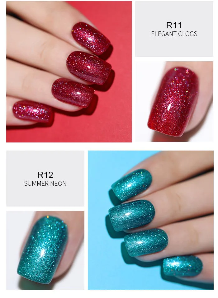 BORN PRETTY 6ml Rainbow Holographic UV Gel Soak Off Sequins Shimmer Glitter Colorful Nail Gel Polish UV LED Nail Art Manicure