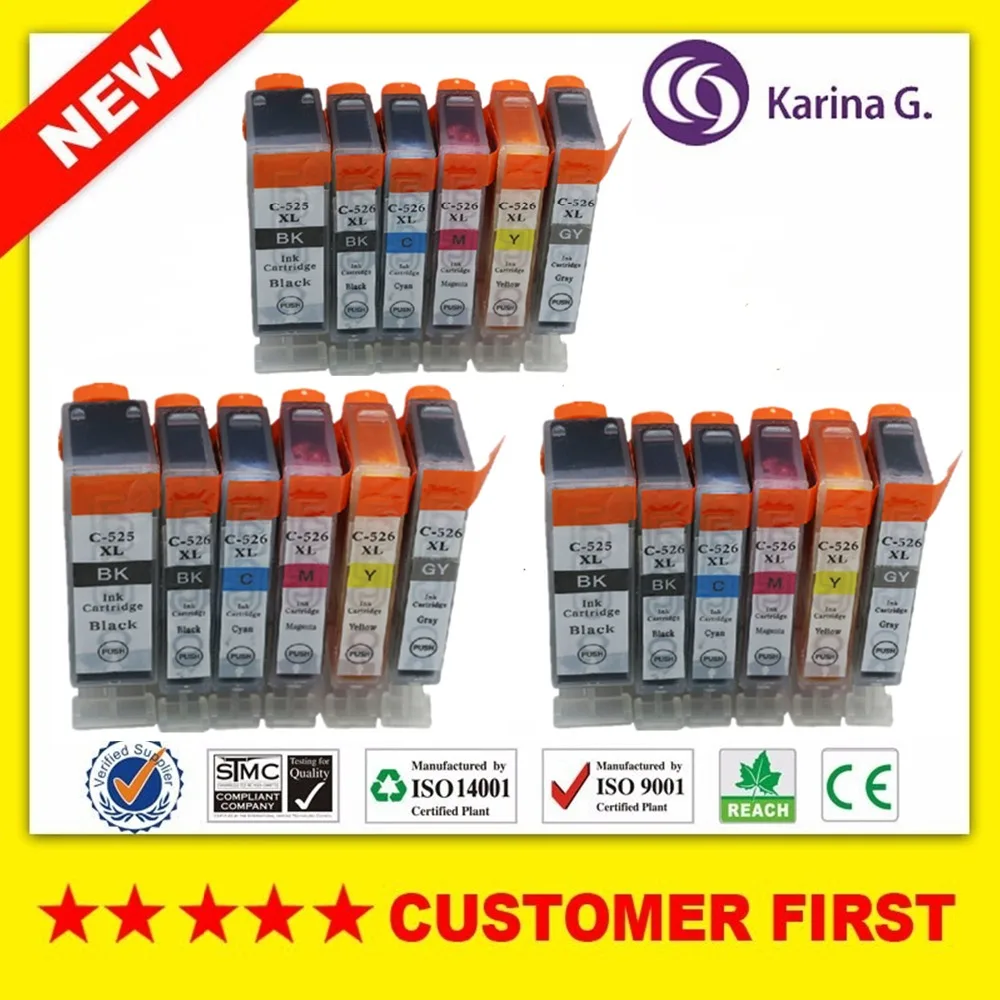 18x чернильный картридж для CANON PGI525 CLI 526 BK 526C 526M 526Y серый PIXMA MG6150 MG6250 MG8150 MG8250 PGI 525|ink