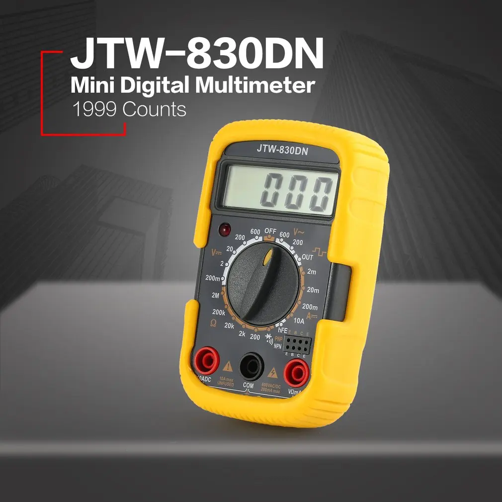JTW 830DN ручной Мини цифровой мультиметр 1999 отсчетов AC/DC Вольт Ампер тестер hfe