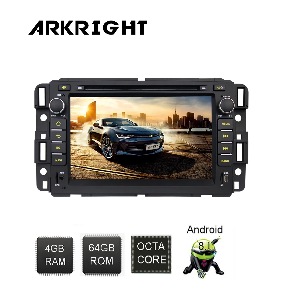 ARKRIGHT " 4+ 64 ГБ Android 8,1 Автомагнитола для Chevrolet Traverse Tahoe Suburban GMC gps навигация мультимедийный плеер 4G SIM карта