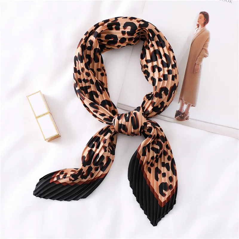 Шарф OLOME Женский квадратные шелковые шарфы для шеи с леопардовым принтом