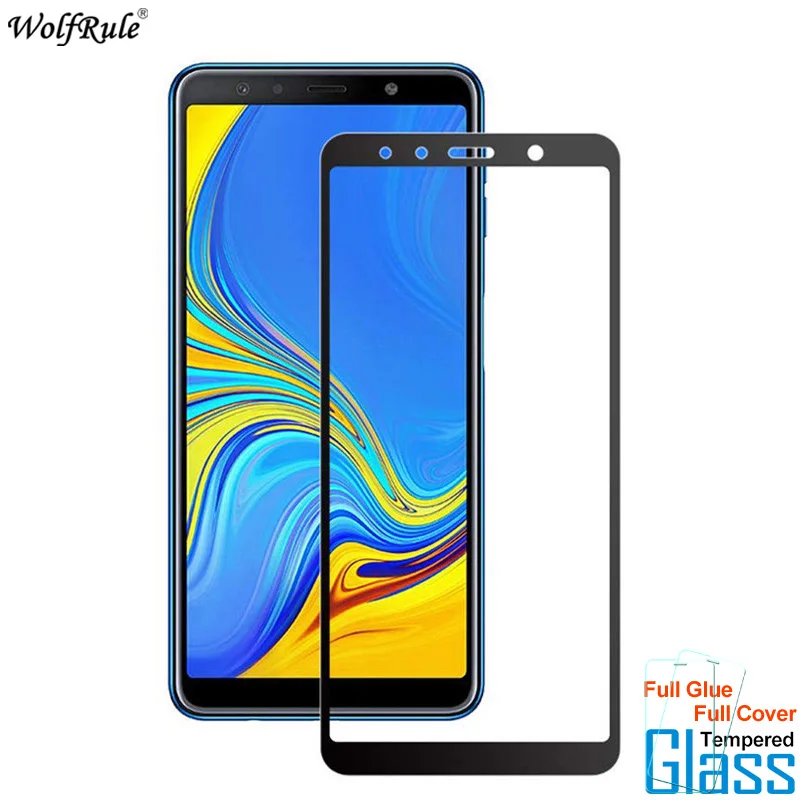 Для стекла Samsung Galaxy A7 2018 Защитная пленка для экрана с полным клеем закаленное