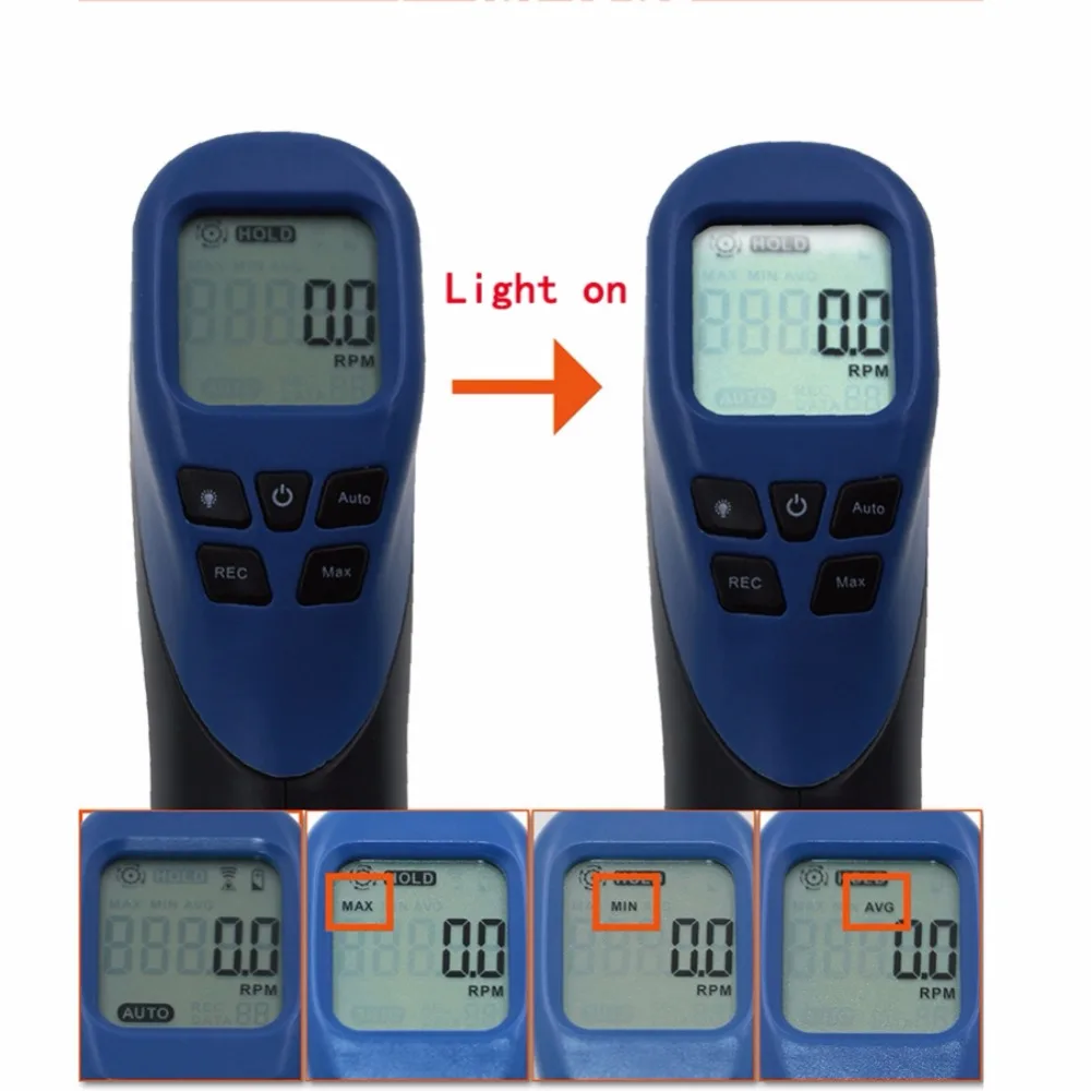 Digital LCD Photo Tachometer Non-Contact RPM Meter Motor Speed Gauge Gun Style Surface Tach Speedometer | Инструменты