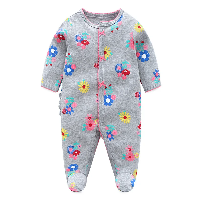 flower rompers Розовая Одежда для маленьких девочек возрастом от 0 до 12 месяцев; Детские ползунки с героями мультфильмов для мальчиков и девочек; комбинезон; одежда с животными; Одежда для новорожденных; Детский комбинезон - Цвет: flower rompers