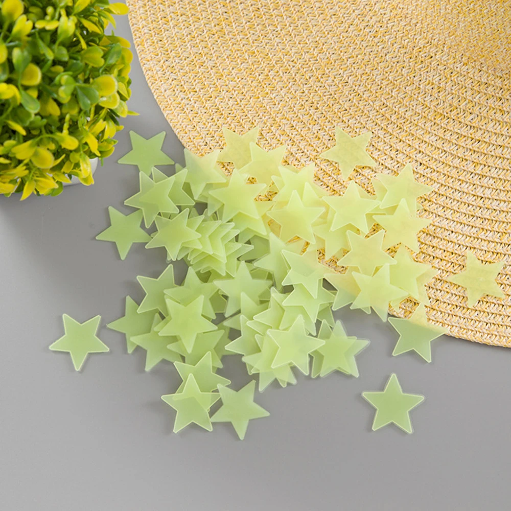 yellow 50 шт. 3D звезды светится в темноте наклейки на стену светящиеся флуоресцентные наклейки на стену для детей Детская комната Спальня Декор для потолка - Цвет: yellow