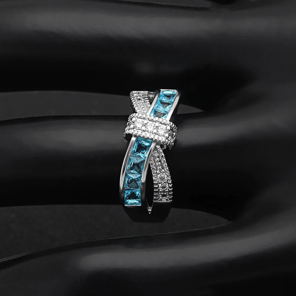 Purple Cross Ring Fashion White Black Gold Filled Jewelry Vintage Blue Red Green Wedding Rings For Women Birthday Stone Gifts | Украшения и