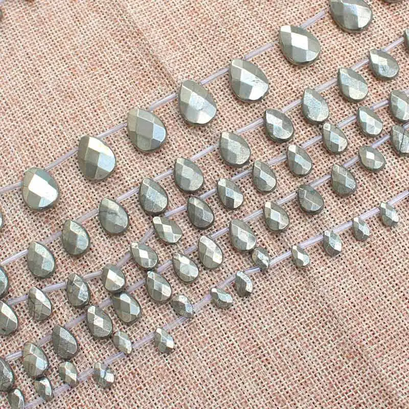 

Natural Pyrite Faceted Plane waterdrop Beads 15inch per strand,For DIY Jewelry Making !We provide mixed wholesale for all items!