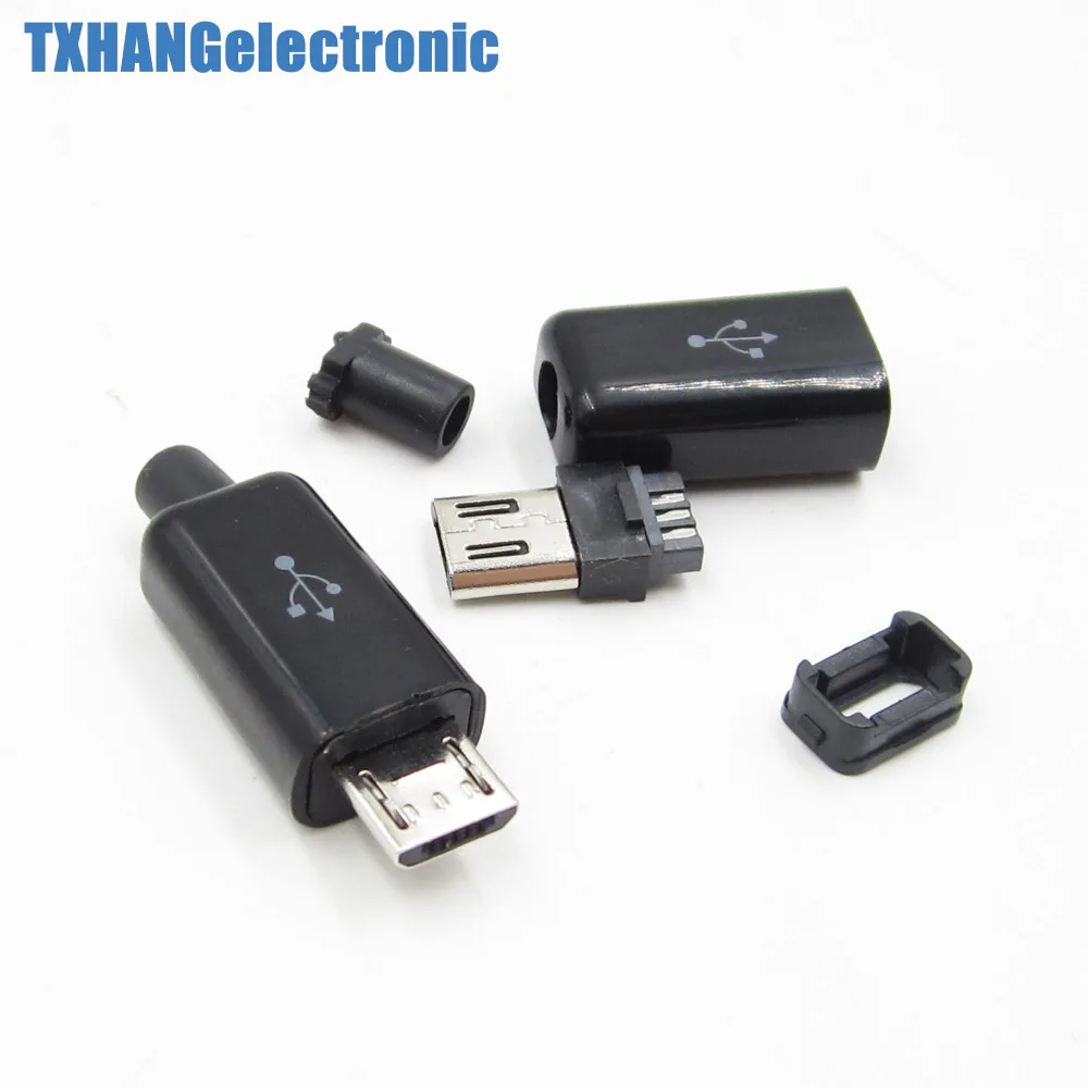 10 шт. DIY Micro USB с разъемом папа разъемы Комплект ж/чехлы на цвет: черный разъем