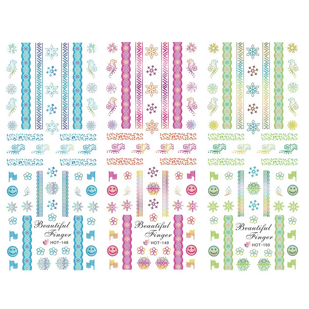 

3 PACKS / LOT MOSAIC FLOWER LACE NAIL TATTOOS STICKER WATER TRANSFER DECAL NAIL ART HOT148-150