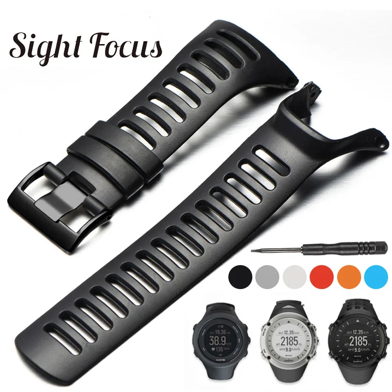 

SIGHT FOCUS Sports Rubber Silicone Strap For SUUNTO Ambit 1 2 3 2R 2S Ambit 3 Peak Watchbands 36mm Watch Band Buckle Wrist Strap