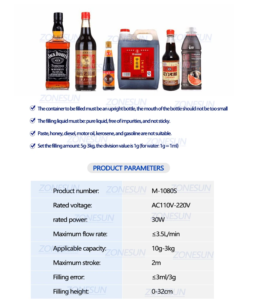 ZONESUN 110 V-220 V 10-3000ml полуавтоматическая бутылка для напитков, минеральной воды, молока, напитков, наполнителя жидкого веса, Гравитационный насос, парфюм, взвешивающая упаковочная машина