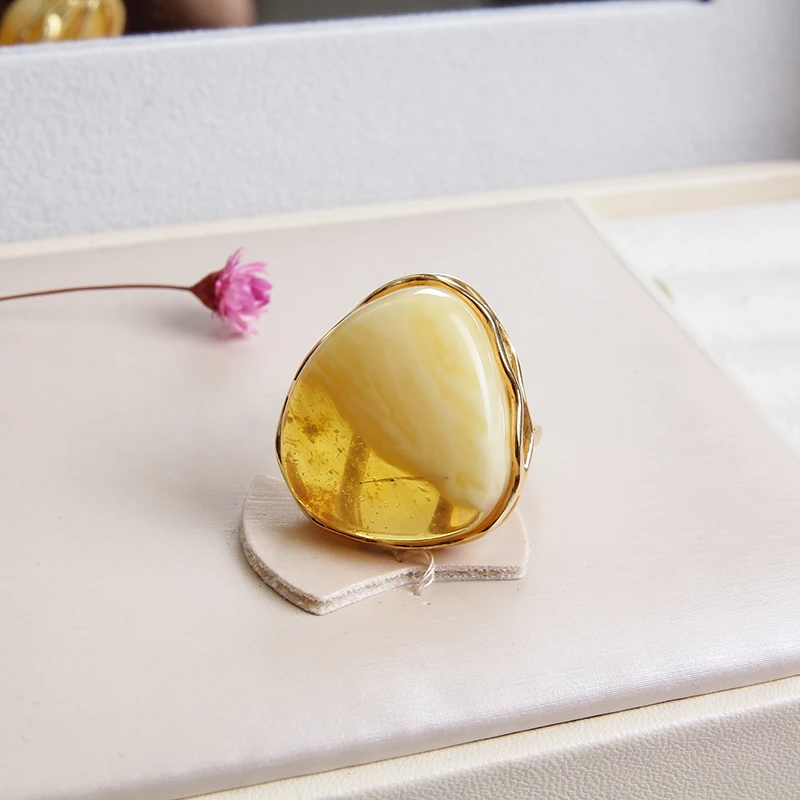 Натуральный янтарь золотые кольца Цвет кольцо в форме сердца для женщин|Кольца| |