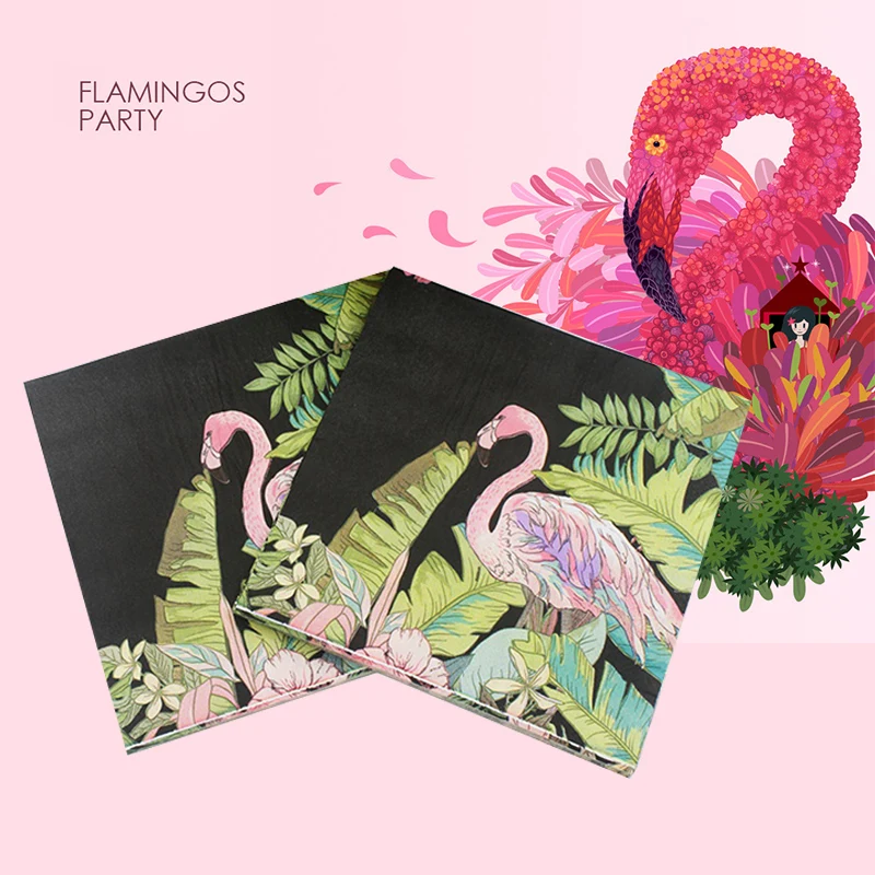 Flamingo napkins decoupage paper serviettes wedding Theme Disposable Tropical Luau Decoration Gift Party Supplies | Дом и сад