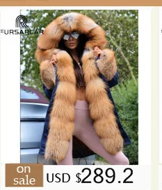 FURSARCAR New Winter Parka Luxury Women Natural Fur Jacket With Real Fox Fur Collar& Cuff Female Fashion Long Parkas Coat