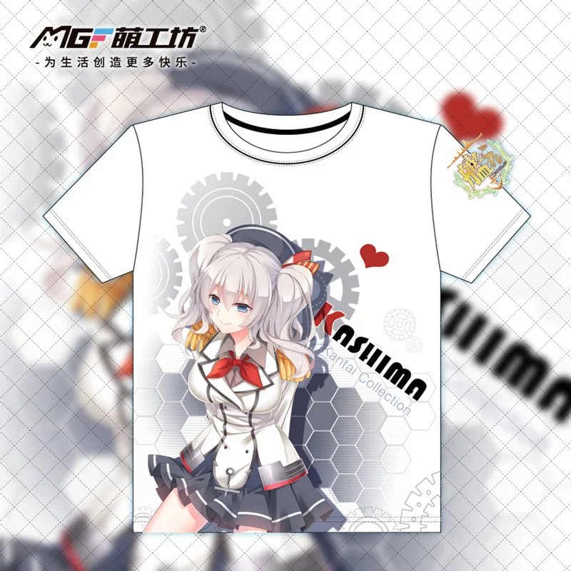 Аниме Kantai Collection Kancole Kashima Милая летняя футболка с коротким рукавом топы унисекс