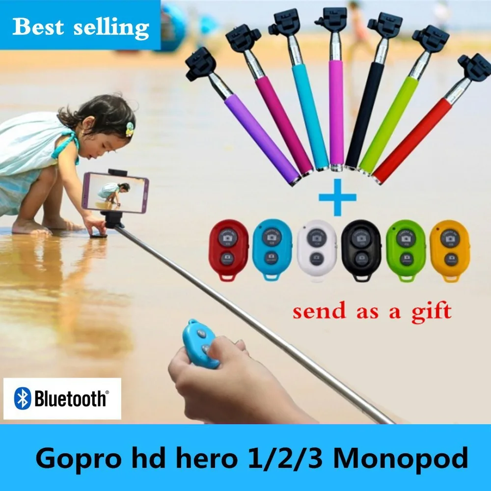 100% original Extendable Self Selfie Stick Handheld Monopod+Clip Holder+Bluetooth Shutter Remote Controller for iPhone Samsung | Мобильные
