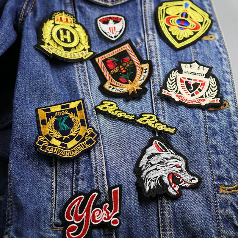 Волки золотой красный червь вышитые железные на патчи для одежды полосы наклейки