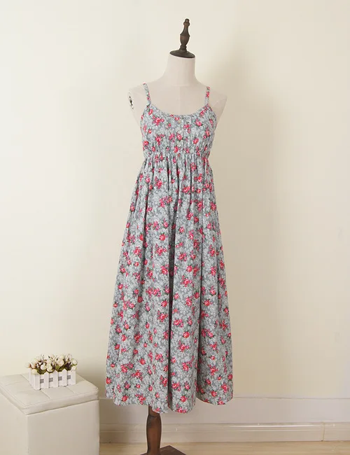 Летнее женское хлопковое длинное платье с открытой спиной и цветочным принтом