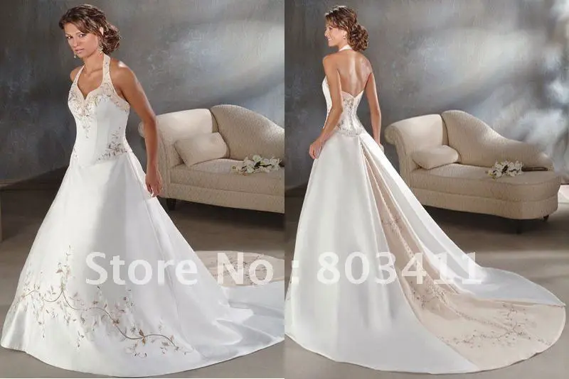 Горячая Распродажа потрясающие атласные свадебные платья с бретельками и