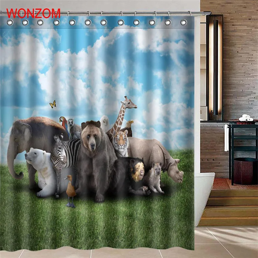 WONZOM Тигр и Кот занавески для душа s с 12 крючками для Mildewproof Ванная комната Декор современные животные для ванной водонепроницаемый занавес подарок