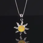 CiNily Роскошные Большие Огненный Опал Подвески в виде солнца посеребренные солнечные звезды Подвески с землей желтый камень простой шик ювелирные изделия для мужчин и женщин