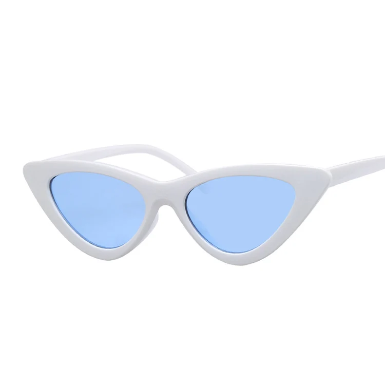 White Blue Сексуальные красные кошачьи глаза женские очки от солнца известный бренд роскошные новые дизайнерские трендовые Солнцезащитные очки женские маленькие белые черные очки - Цвет линз: White Blue