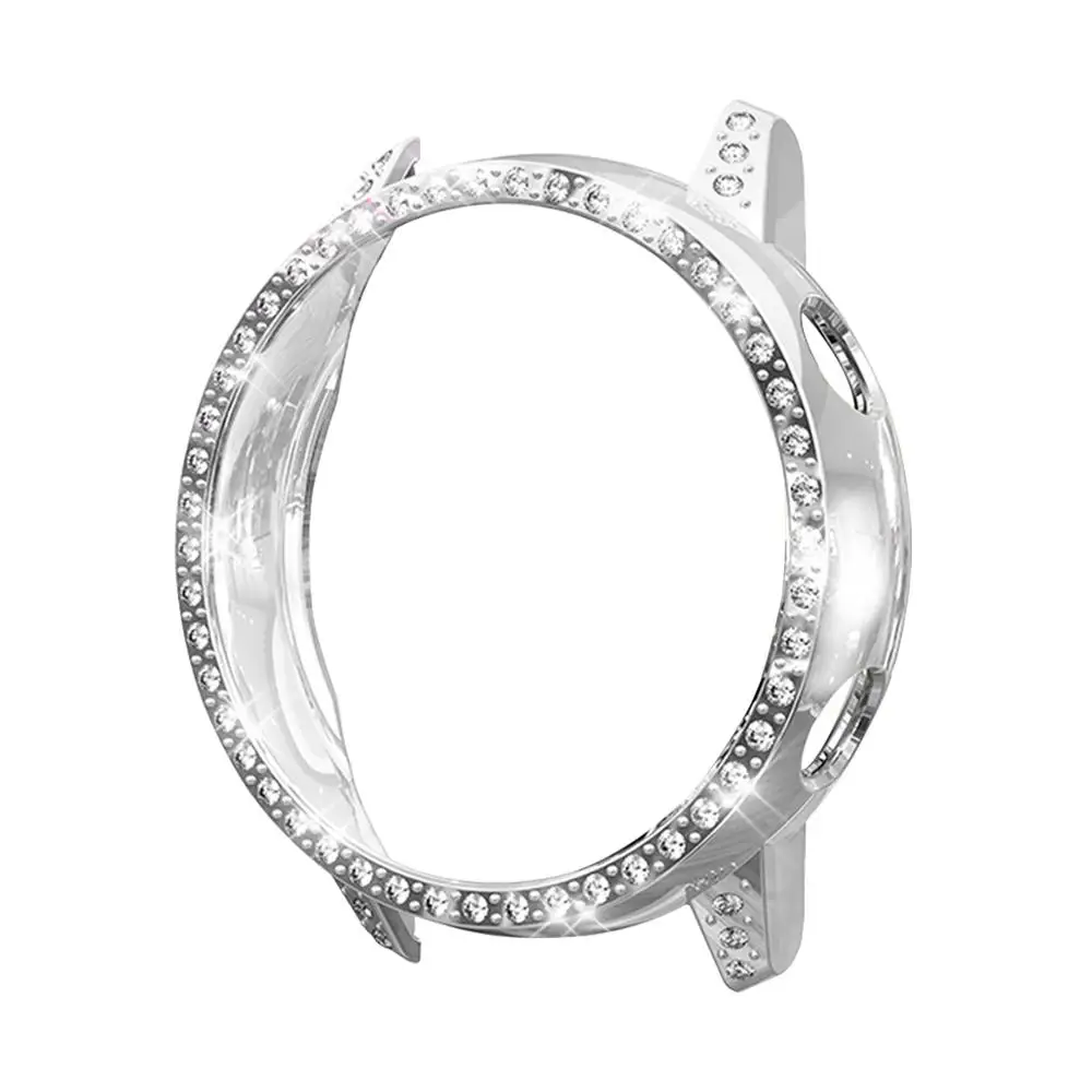 Silver Дизайн, пластиковая защитная крышка для samsung Galaxy Watch, активный Чехол SM-R500, легкий тонкий чехол-бампер с алмазами, аксессуары - Цвет: Silver